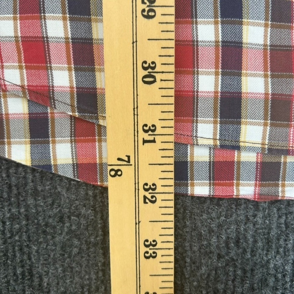 Johnston & Murphy Men's Shirt Large Tailored Fit Long Sleeve Button Red Plaid - Picture 14 of 16